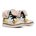 Pink Gold Liquid Marble Print Winter Boots