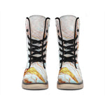 Pink Gold Liquid Marble Print Winter Boots