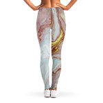 Pink Gold Liquid Marble Print Women's Leggings