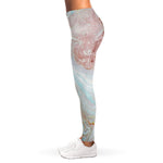 Pink Gold Liquid Marble Print Women's Leggings