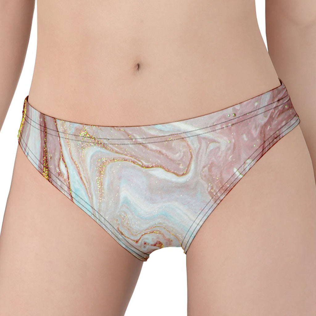 Pink Gold Liquid Marble Print Women's Panties