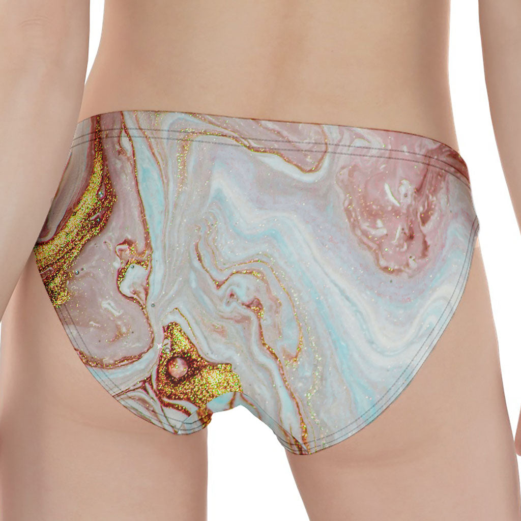 Pink Gold Liquid Marble Print Women's Panties