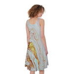 Pink Gold Liquid Marble Print Women's Sleeveless Dress