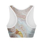 Pink Gold Liquid Marble Print Women's Sports Bra