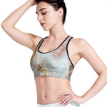 Pink Gold Liquid Marble Print Women's Sports Bra