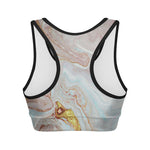 Pink Gold Liquid Marble Print Women's Sports Bra
