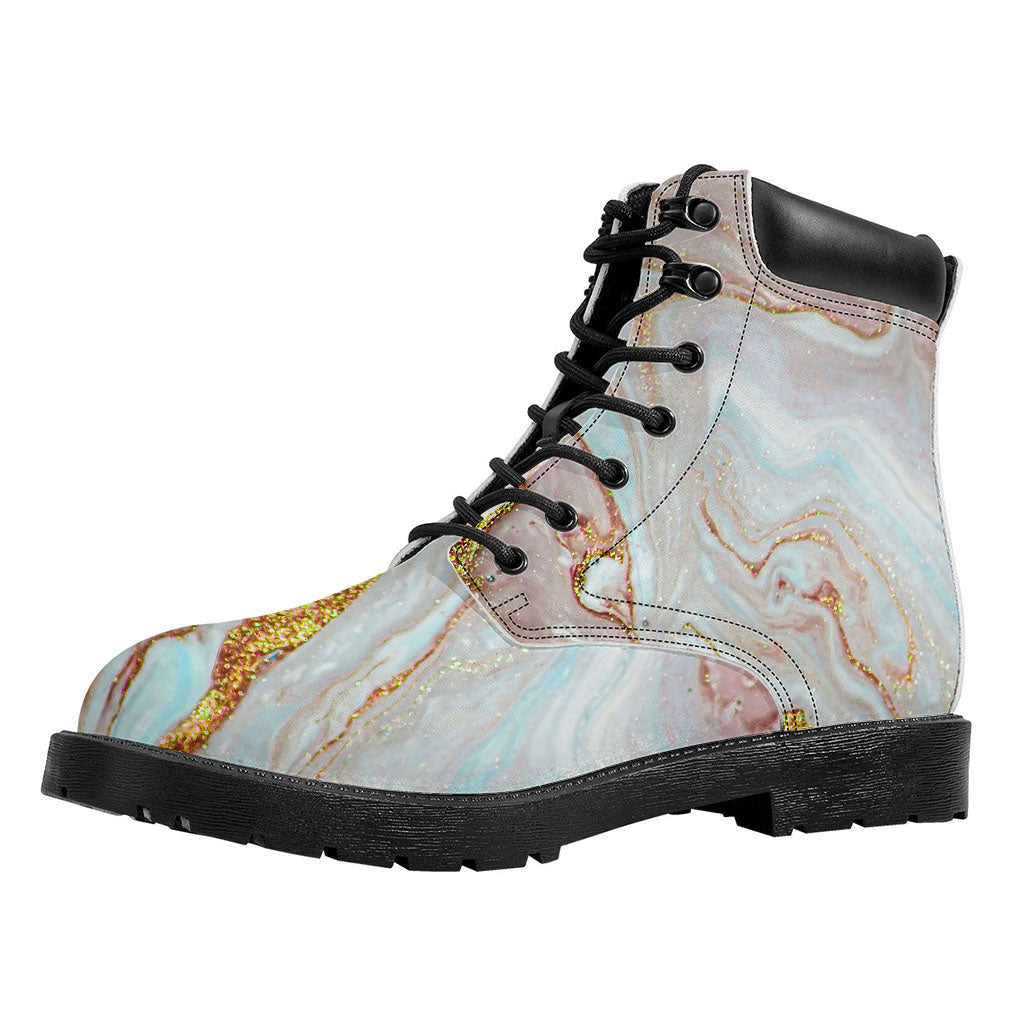 Pink Gold Liquid Marble Print Work Boots