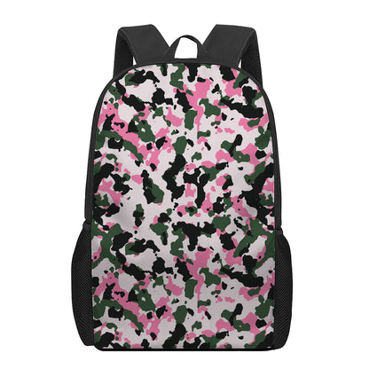 Pink Green And Black Camouflage Print 17 Inch Backpack