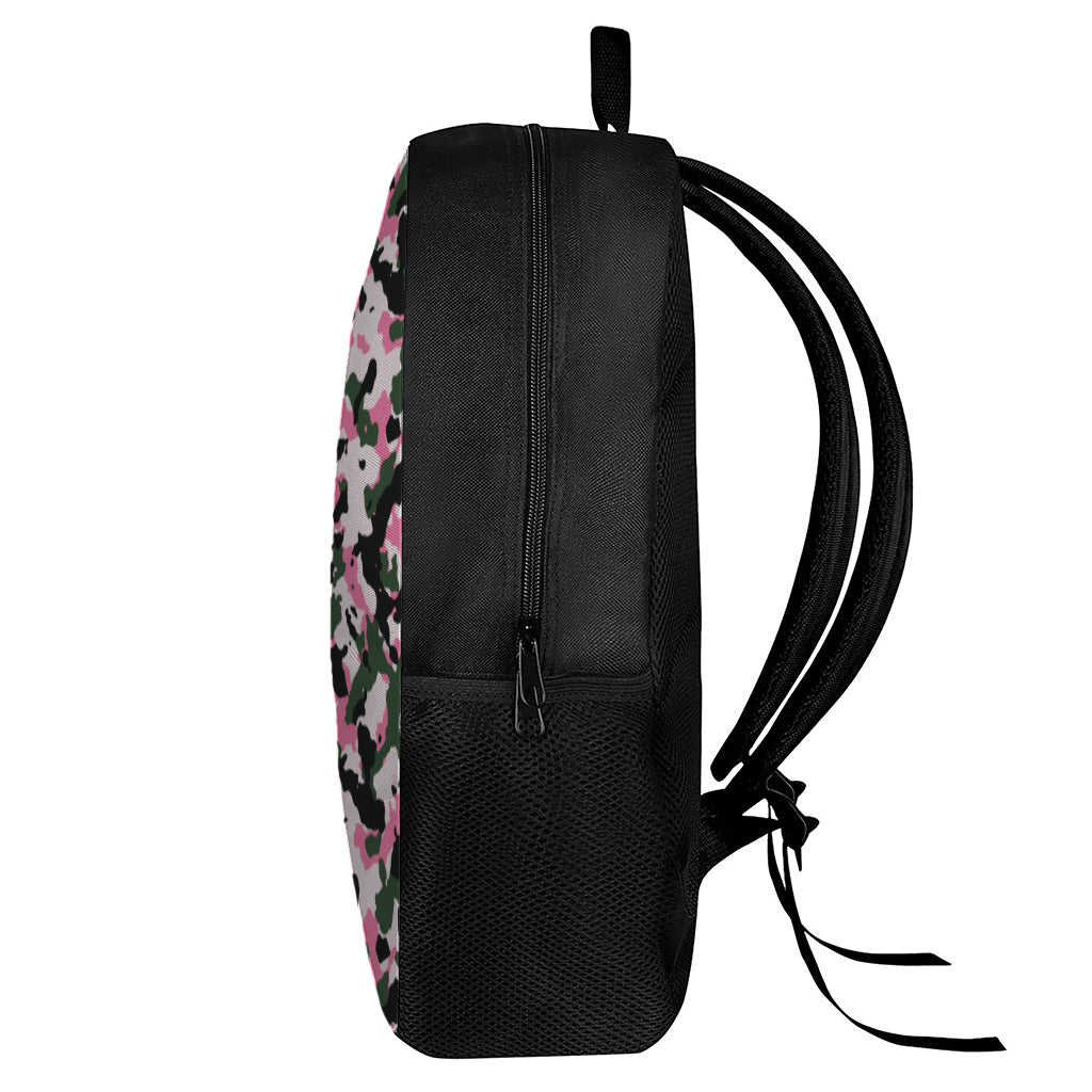 Pink Green And Black Camouflage Print 17 Inch Backpack