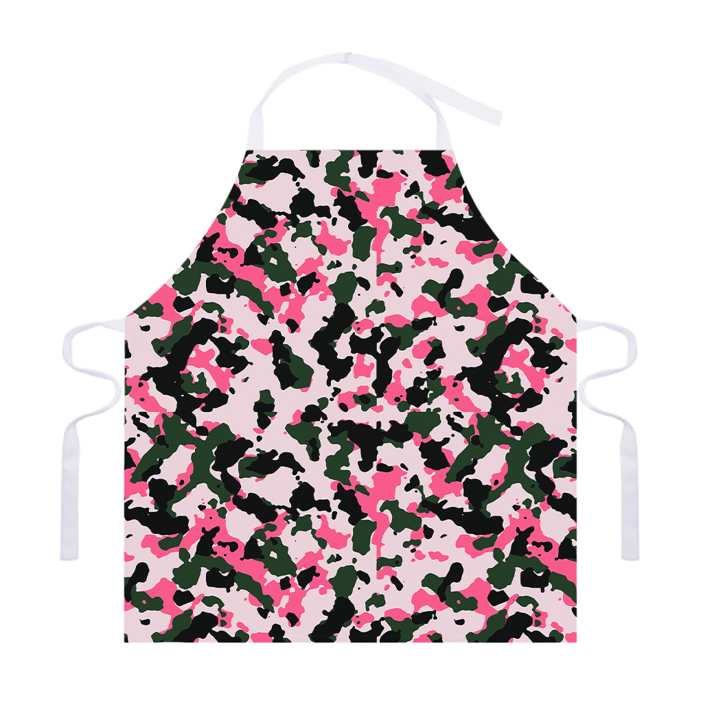Pink Green And Black Camouflage Print Adjustable Apron