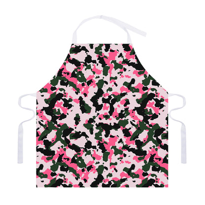 Pink Green And Black Camouflage Print Adjustable Apron