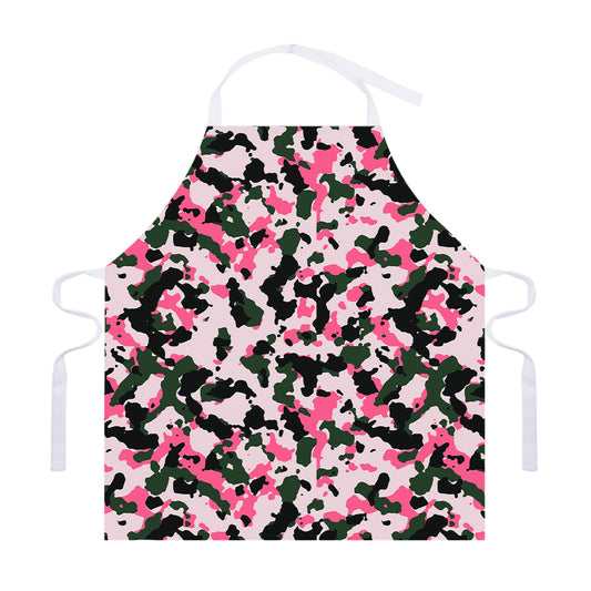 Pink Green And Black Camouflage Print Adjustable Apron