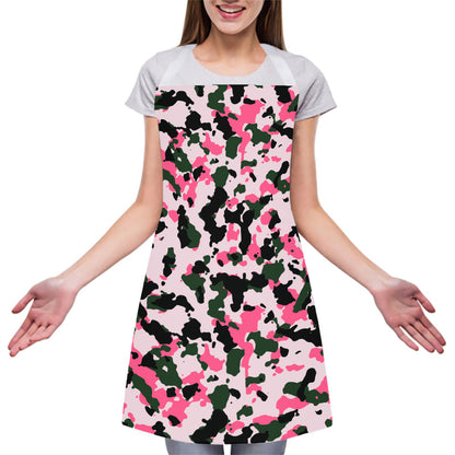 Pink Green And Black Camouflage Print Adjustable Apron