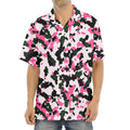 Pink Green And Black Camouflage Print Aloha Shirt