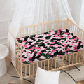 Pink Green And Black Camouflage Print Baby Crib Sheet