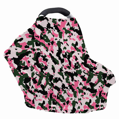 Pink Green And Black Camouflage Print Baby Seat Cover