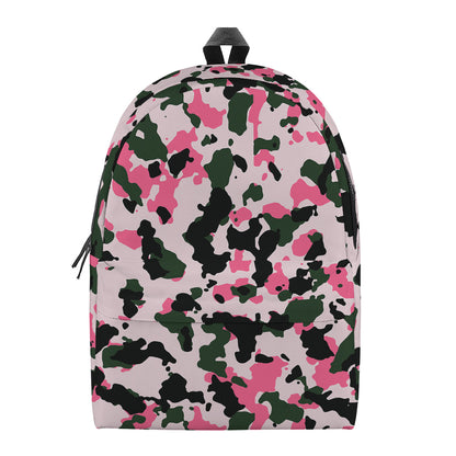 Pink Green And Black Camouflage Print Backpack