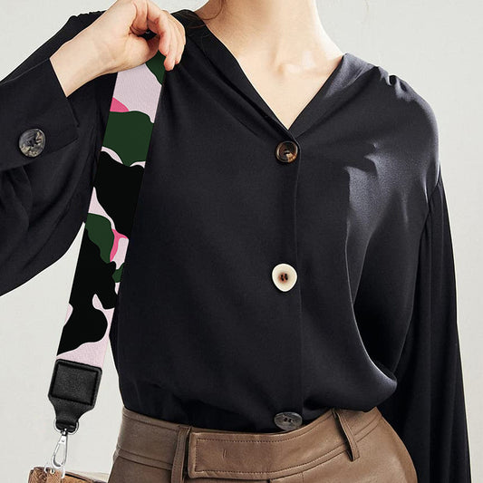 Pink Green And Black Camouflage Print Bag Strap