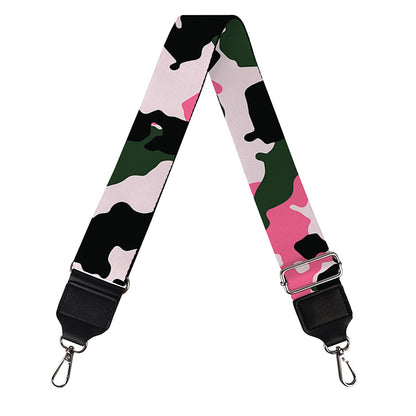 Pink Green And Black Camouflage Print Bag Strap