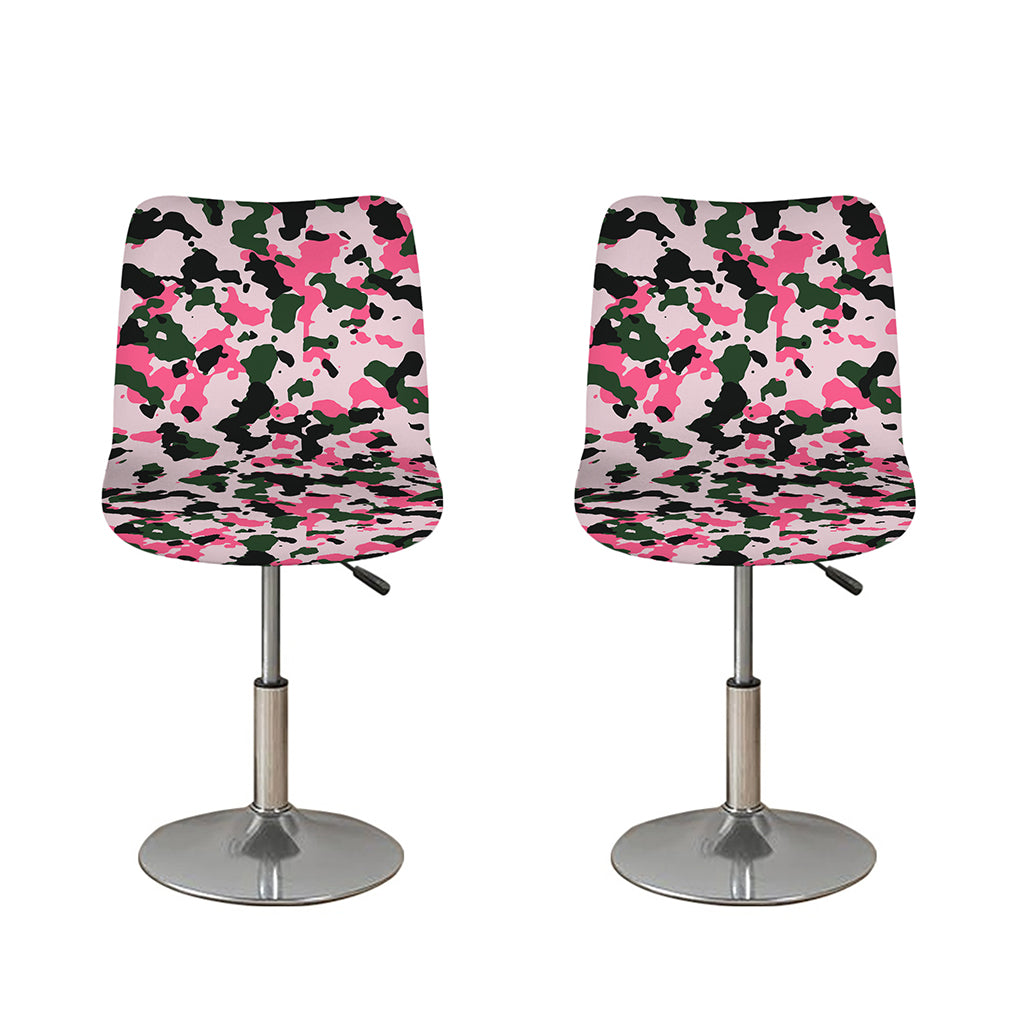 Pink Green And Black Camouflage Print Bar Stool Covers