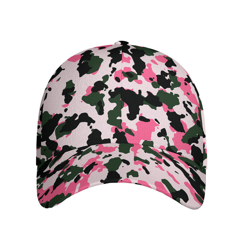 Pink Green And Black Camouflage Print Baseball Cap