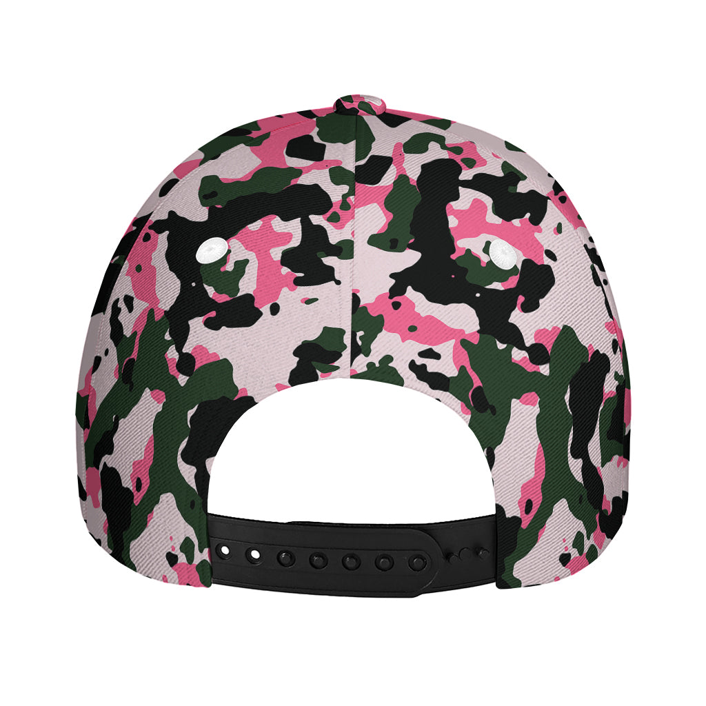 Pink Green And Black Camouflage Print Baseball Cap