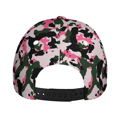 Pink Green And Black Camouflage Print Baseball Cap
