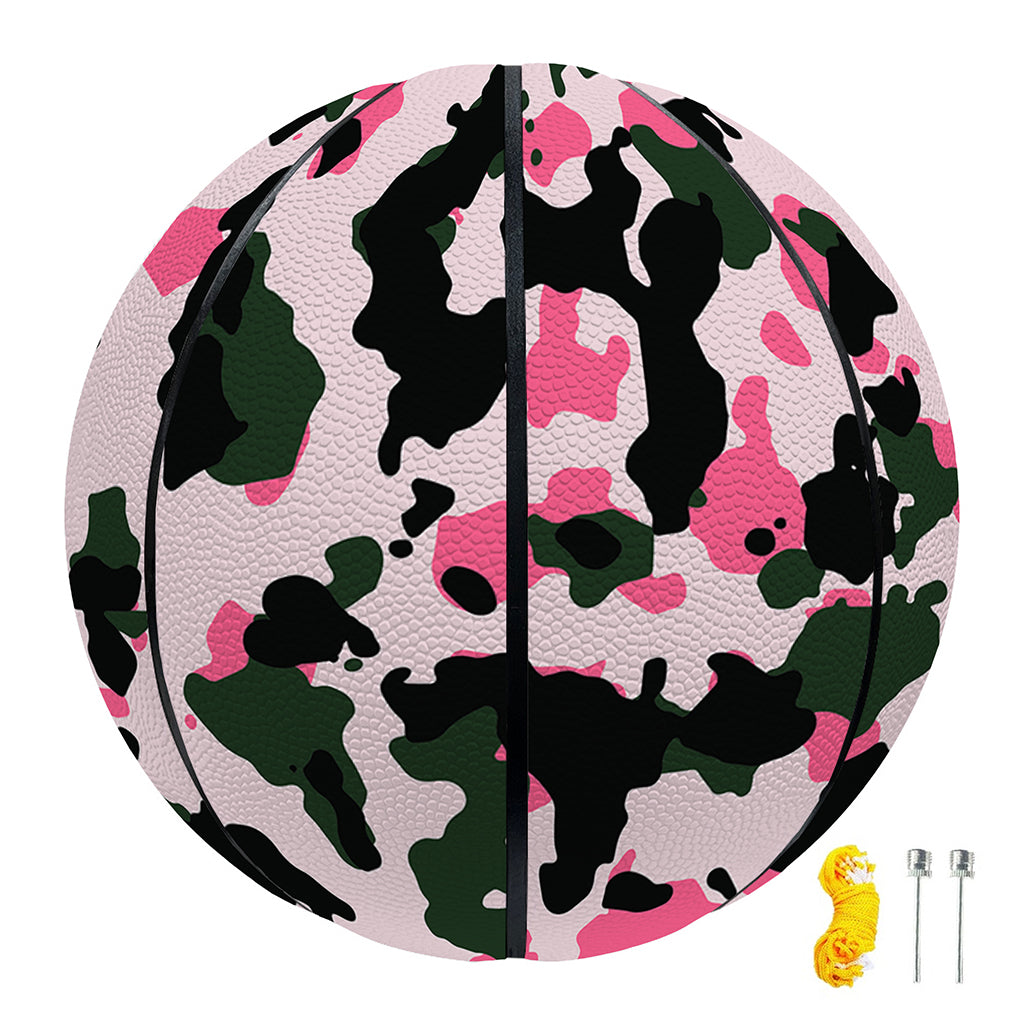 Pink Green And Black Camouflage Print Basketball