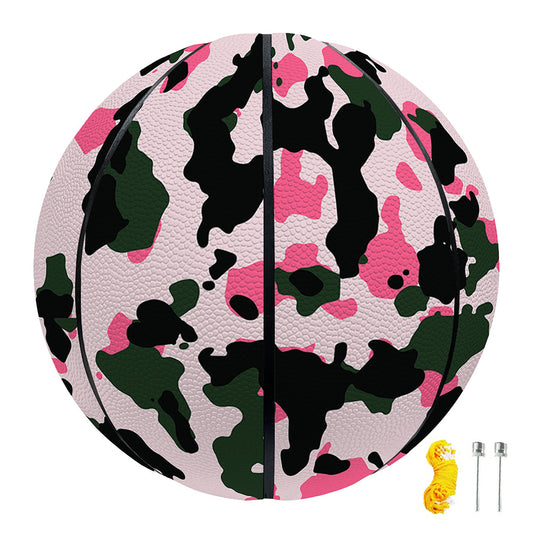 Pink Green And Black Camouflage Print Basketball