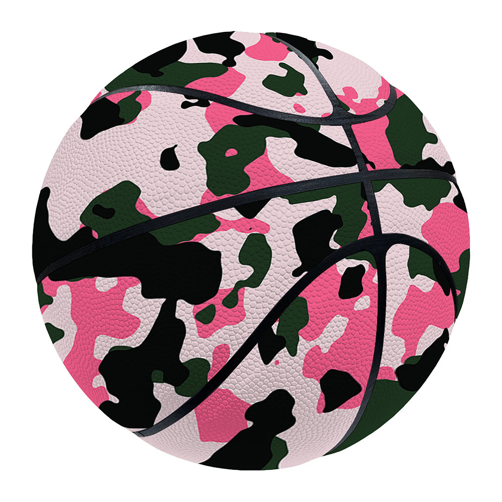 Pink Green And Black Camouflage Print Basketball