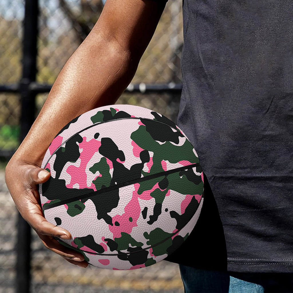 Pink Green And Black Camouflage Print Basketball