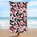 Pink Green And Black Camouflage Print Beach Towel
