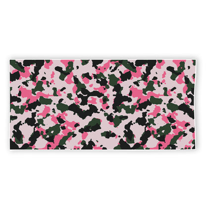 Pink Green And Black Camouflage Print Beach Towel