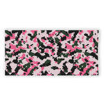Pink Green And Black Camouflage Print Beach Towel