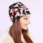 Pink Green And Black Camouflage Print Beanie
