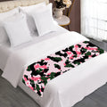 Pink Green And Black Camouflage Print Bed Runner