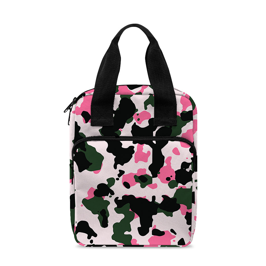 Pink Green And Black Camouflage Print Bible Tote Bag