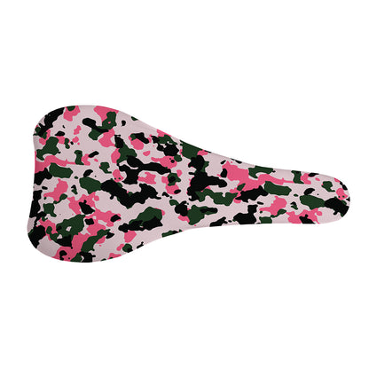 Pink Green And Black Camouflage Print Bicycle Seat Cover