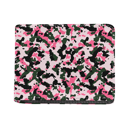 Pink Green And Black Camouflage Print Bifold Wallet