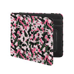 Pink Green And Black Camouflage Print Bifold Wallet