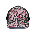 Pink Green And Black Camouflage Print Black Mesh Trucker Hat