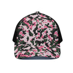 Pink Green And Black Camouflage Print Black Mesh Trucker Cap