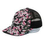 Pink Green And Black Camouflage Print Black Mesh Trucker Cap