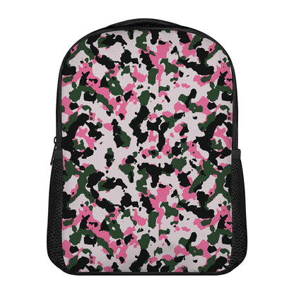 Pink Green And Black Camouflage Print Casual Backpack