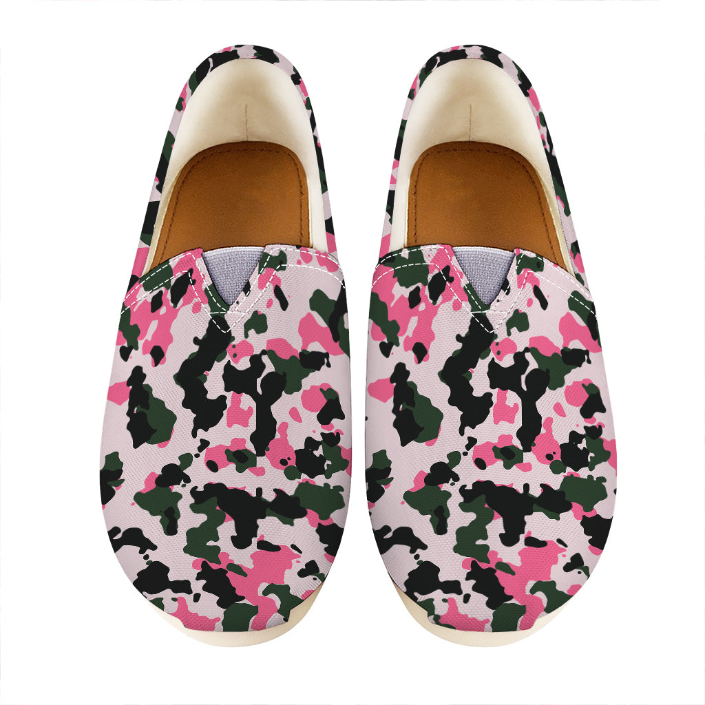 Pink Green And Black Camouflage Print Casual Shoes