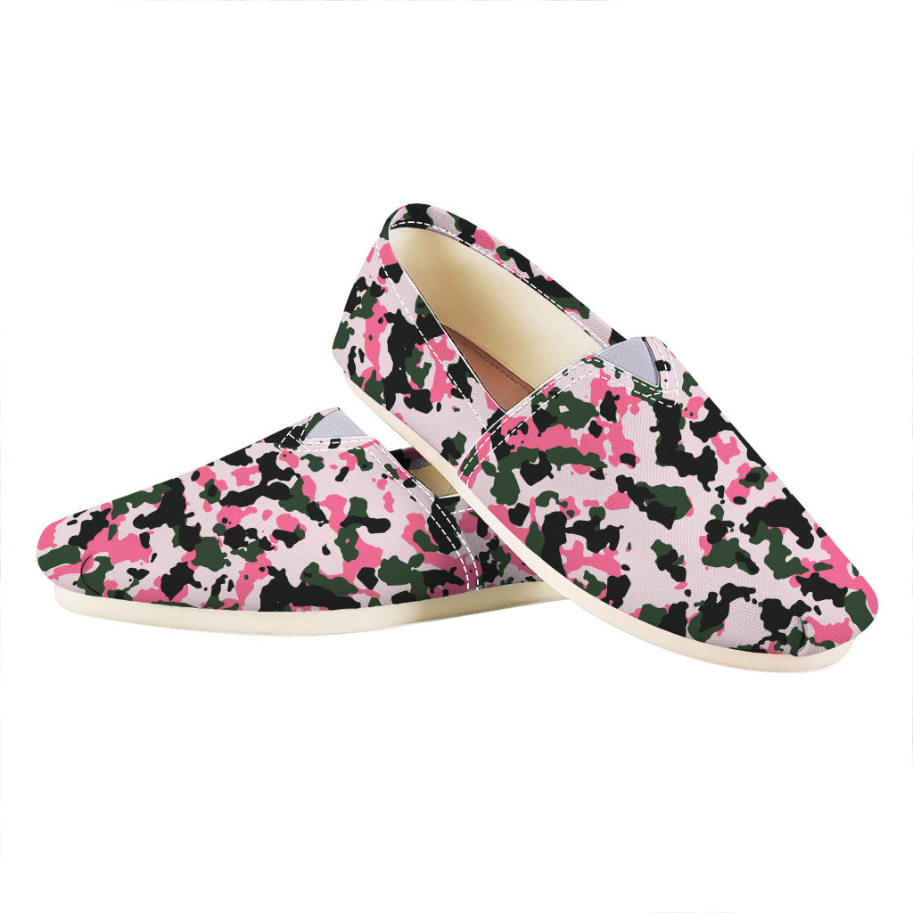 Pink Green And Black Camouflage Print Casual Shoes