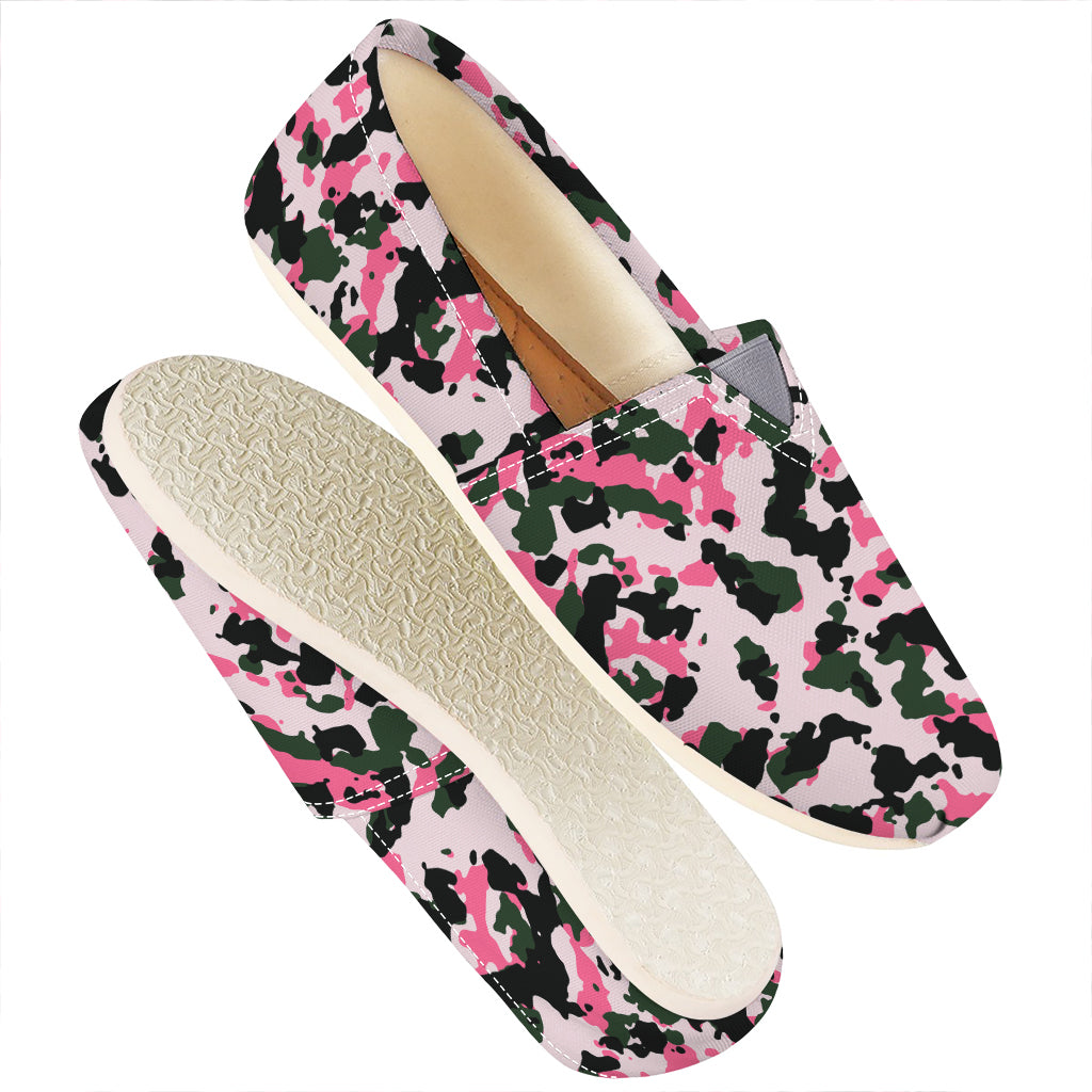 Pink Green And Black Camouflage Print Casual Shoes
