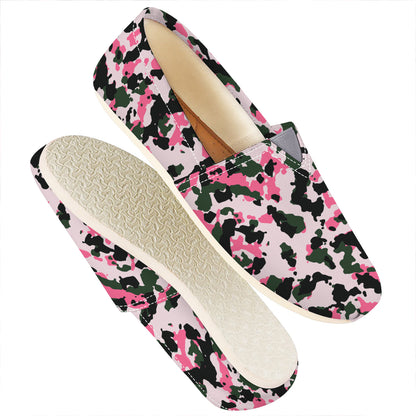 Pink Green And Black Camouflage Print Casual Shoes