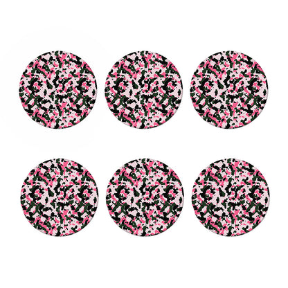 Pink Green And Black Camouflage Print Coaster Set