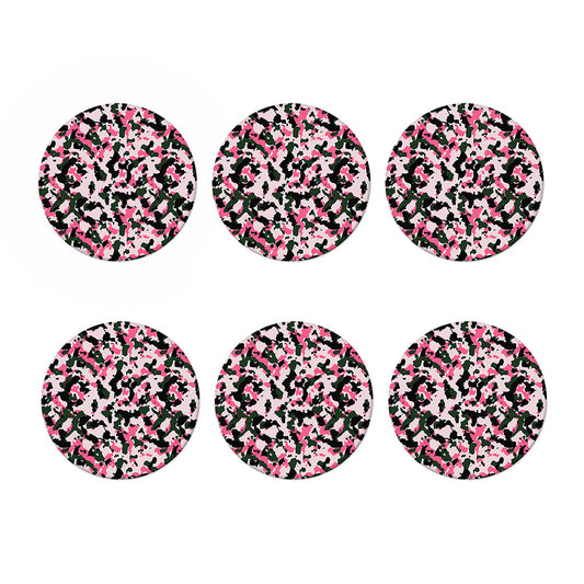 Pink Green And Black Camouflage Print Coaster Set